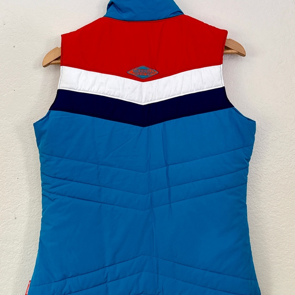 Merrell Blue and Red Colorblock Puffer Vest - Picture 9 of 9